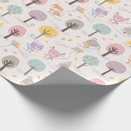 Schattige herfst bosdieren met vliegers en bomen cadeaupapier