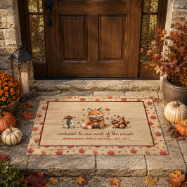 Schattige herfst bosdieren roestige gepersonalisee deurmat