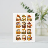 Schattige herfst cartoon uil briefkaart (Staand voorkant)