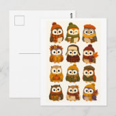 Schattige herfst cartoon uil briefkaart (Voorkant / Achterkant)