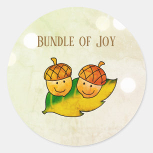 Schattige Herfst Eikel Bundel Van Vreugde Tweeling Ronde Sticker