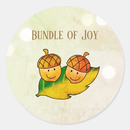 Schattige Herfst Eikel Bundel Van Vreugde Tweeling Ronde Sticker (Voorkant)