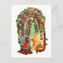 Schattige Herfst Elf Halloween Waterverf