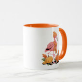 Schattige Herfst Flamingo Muts Sjaal Pompoenen Mok (Voorkant rechts)