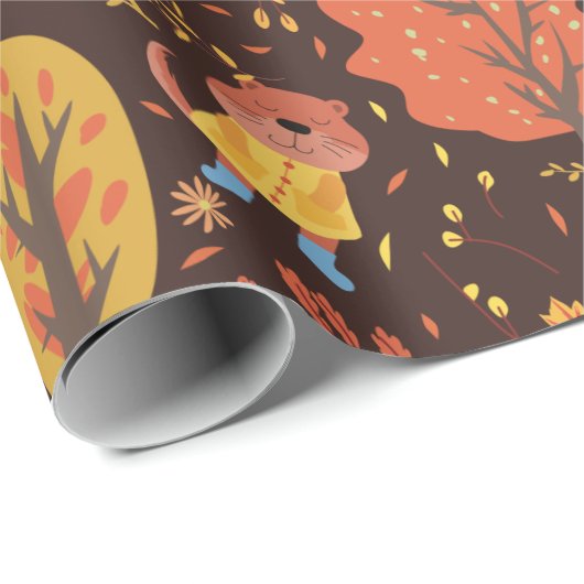 Schattige Herfst Forest Critters Cadeaupapier (Rol Hoek)