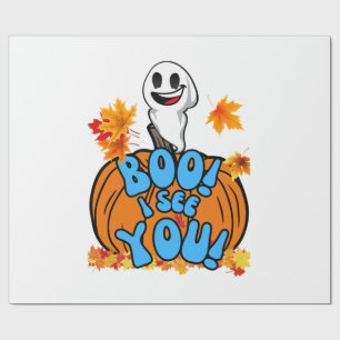 Schattige herfst Halloween spook Boo! Ik zie je! S Cadeaupapier