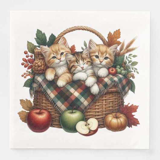 SCHATTIGE HERFST HERFST THEMA KITTENS & KATTEN SERVET (Voorkant)
