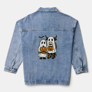 Schattige herfst hoogland koe geesten Halloween 2 Denim Jacket