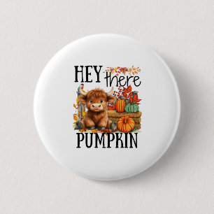 Schattige Herfst Koe Hallo Daar Pompoen Herfst Tha Ronde Button 5,7 Cm
