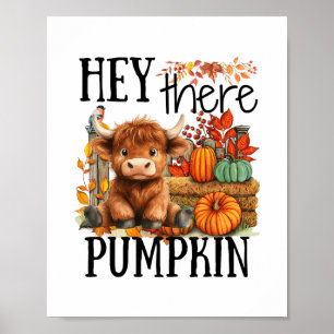 Schattige Herfst Koe Hé Daar Pompoen Herfst Thanks Poster