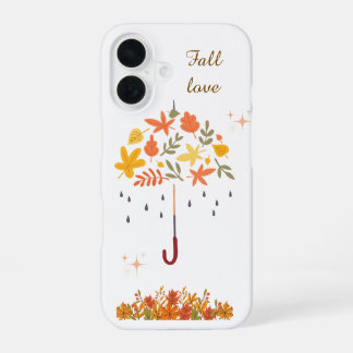 Schattige herfst liefde herfstblad paraplu iPhone 16 hoesje
