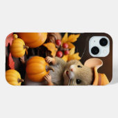 Schattige Herfst Muis met Pompoenen IPhone 15 Hoes (Achterkant (horizontaal))