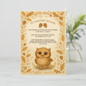 Schattige Herfst Nesting Party Whimsical Owl Woodl Kaart (Staand voorkant)