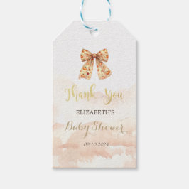 Schattige herfst pompoenen strik baby shower  cadeaulabel