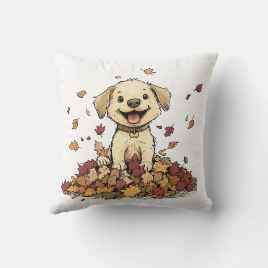 Schattige Herfst puppy spelen Kussen (Achterkant)