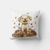 Schattige Herfst puppy spelen Kussen (Voorkant)