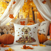 Schattige Herfst puppy spelen Kussen