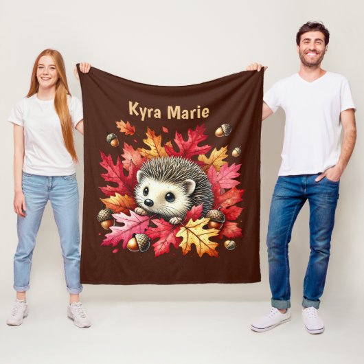 Schattige herfst seizoen egel fleece deken (In situ)