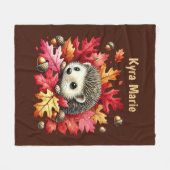 Schattige herfst seizoen egel fleece deken (Voorkant (Horizontaal))