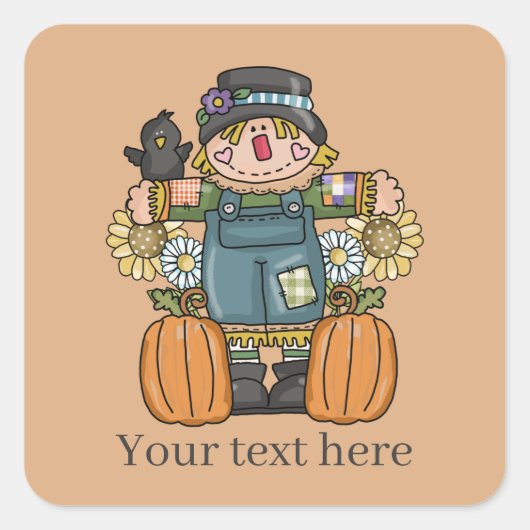 schattige Herfst Seizoensgebonden scarecrow voegt  Vierkante Sticker (Voorkant)