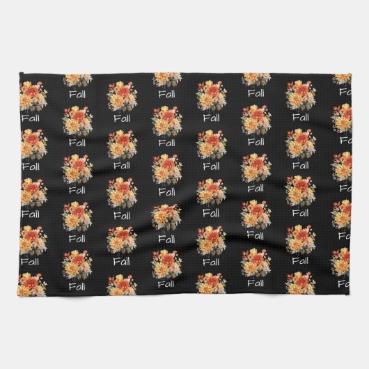 Schattige Herfst-themapatroon | Bloemen Herfst zwa Theedoek (Horizontaal)