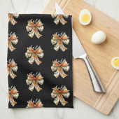 Schattige Herfst-themapatroon | Simple Herfst Blac Theedoek (Quarter Fold)