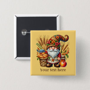 Schattige herfst thematische kabouterfeestje vierkante button 5,1 cm