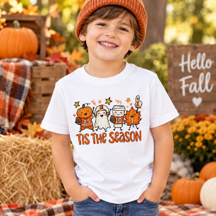 Schattige herfst voetbal pompoen spook koffie herf t-shirt