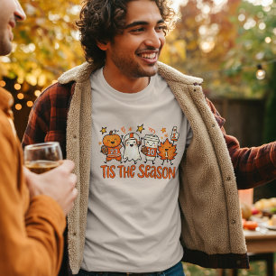 Schattige herfst voetbal pompoen spook koffie herf t-shirt