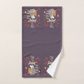 Schattige herfst wasbeer met aangepaste tekst bad handdoek (Handdoek)