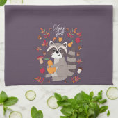 Schattige herfst wasbeer met aangepaste tekst theedoek (Gevouwen)