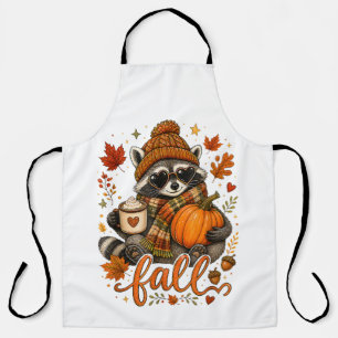 Schattige herfst wasbeer pompoen herfst koffie schort