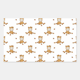 Schattige herfstbaby's in een patroon van vallende rechthoekige sticker
