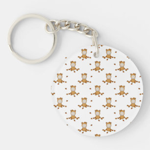 Schattige herfstbaby's in een patroon van vallende sleutelhanger