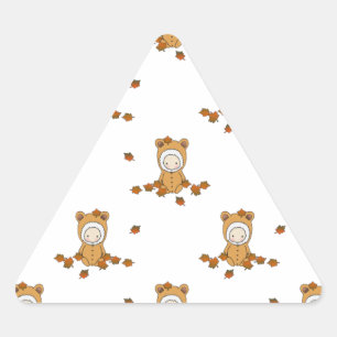 Schattige herfstbaby's in een patroon van vallende sticker