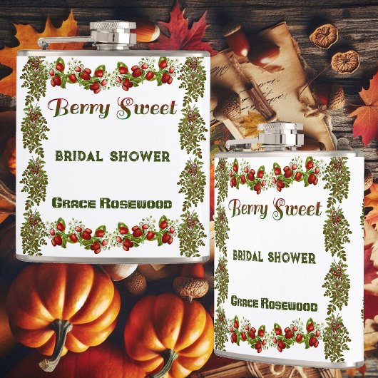 Schattige herfstbladeren, herfstbes, zoete bruilof heupfles