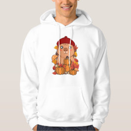 Schattige herfstcapybara met pompoenen en rode bar hoodie
