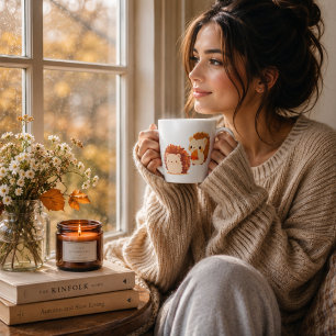 Schattige Herfstegeltjes – Kawaii Dieren in het He Latte Mok