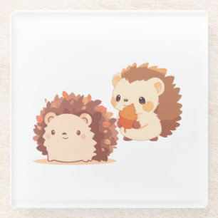 Schattige herfstehgelhogs – Kawaii herfst bosdiere Glazen Onderzetter