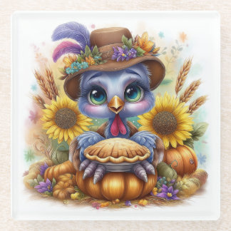 Schattige herfstkalkoen glazen onderzetter