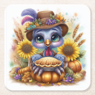 Schattige herfstkalkoen kartonnen onderzetters