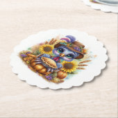 Schattige herfstkalkoen kartonnen onderzetters (Gekanteld)