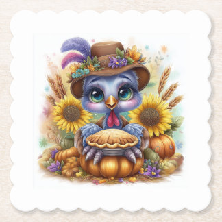 Schattige herfstkalkoen kartonnen onderzetters