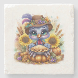 Schattige herfstkalkoen stenen onderzetter