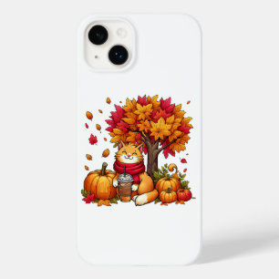 Schattige herfstkat met ijskoude koffiepompoenen Case-Mate iPhone 14 plus hoesje