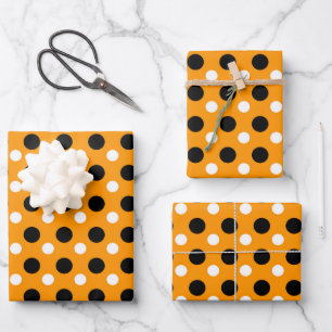 Schattige herfstkleuren polka stippen patroon inpakpapier vel