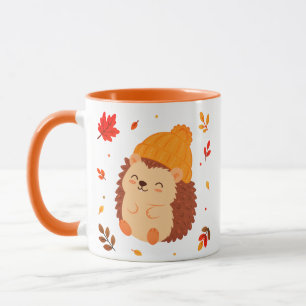 Schattige herfstlachende egel waterverf koffie mok