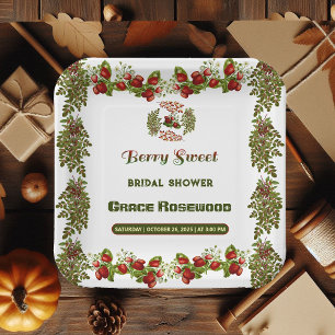 Schattige herfstloof herfst bes zoete bruids douch papieren bordje