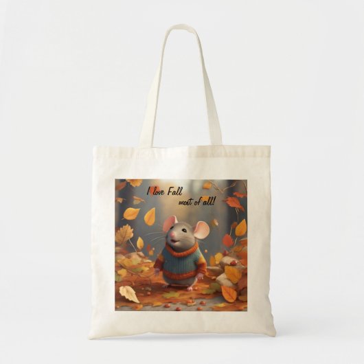 Schattige herfstmuis verwelkomt het seizoen tote bag (Voorkant)
