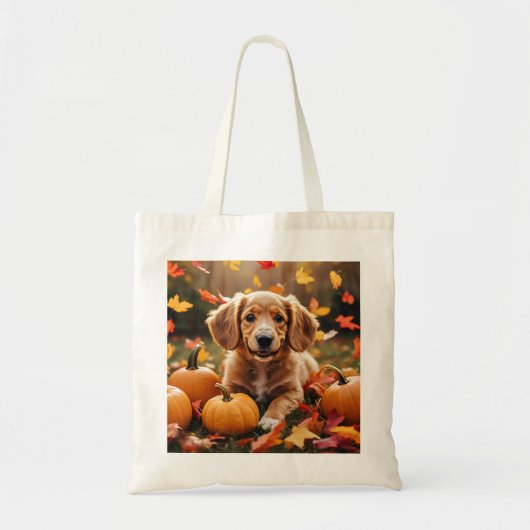 Schattige herfstpuppy met pompoenen Tas (Voorkant)